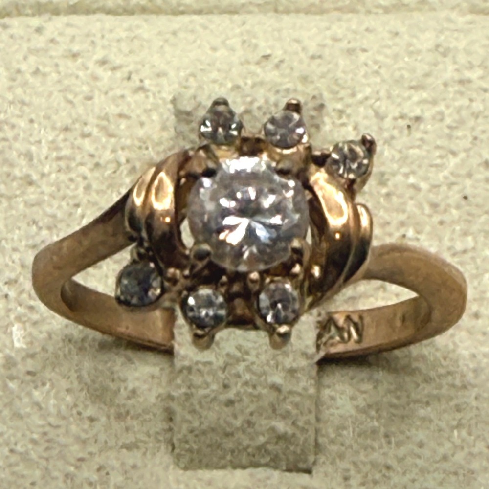 Roman Vintage Gold Tone Crystal Cluster Cocktail Ring Size 6
